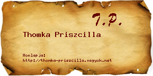 Thomka Priszcilla névjegykártya